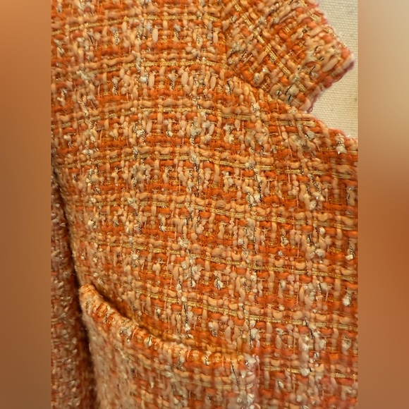 J.Crew Coral Metallic Tweed Blazer Jacket Size 10 - Picture 8 of 10